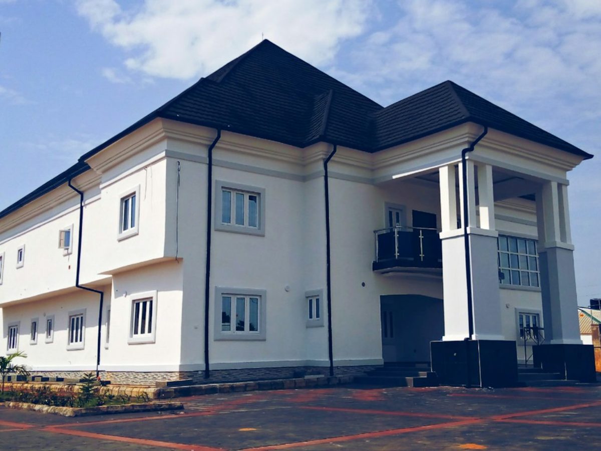 A newly built two-storey house in a residential estate